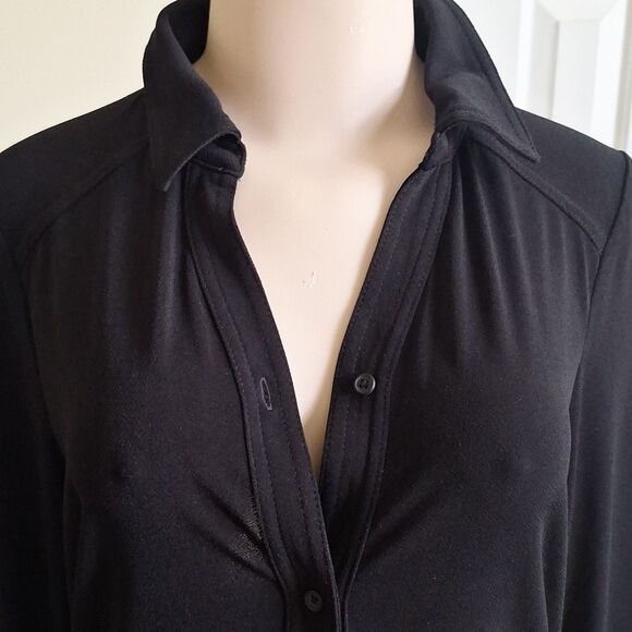 Adrianna Papell Black Button Down Shirt Size M - Picture 3 of 10